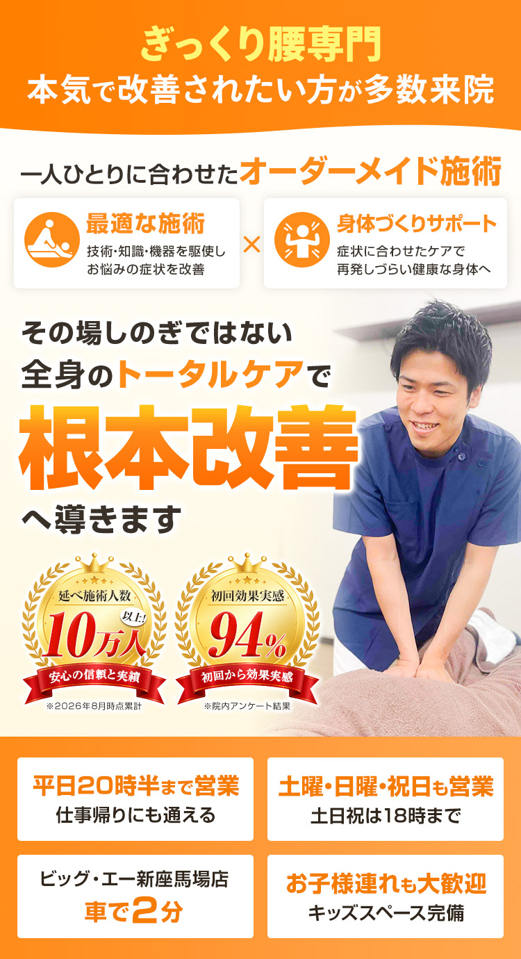 新座トータルケア整骨院 ぎっくり腰ファストビュー