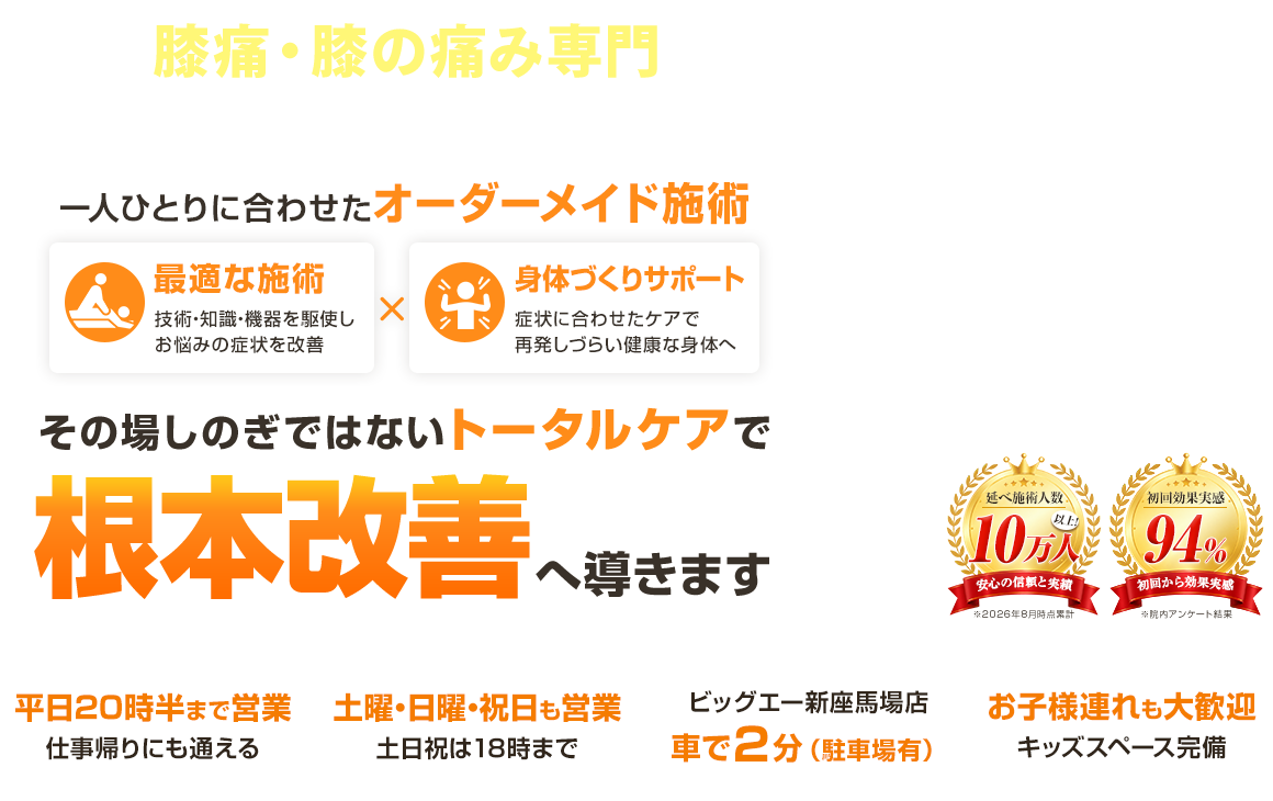 新座トータルケア整骨院 膝痛・膝の痛み ファストビュー